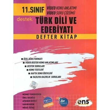 11. Sınıf Türk Dili ve Edebiyatı Defter Kitap 2023 - Ens Yayınları