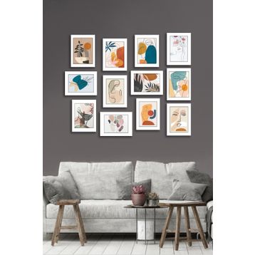 12 Parça Çerçeve Görünümlü Mdf Tablo Seti