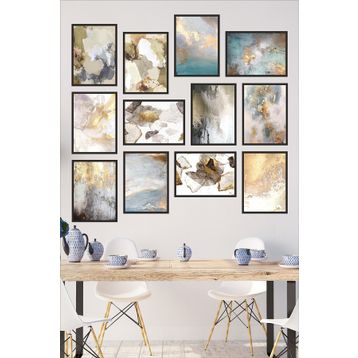 12 Parça Çerçeve Görünümlü Mdf Tablo Seti