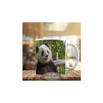 135179 Ormanda Mutlu Panda Baskılı Kupa Bardak