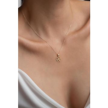 14 Ayar Altın Forse Zincirli Yonca Kolye