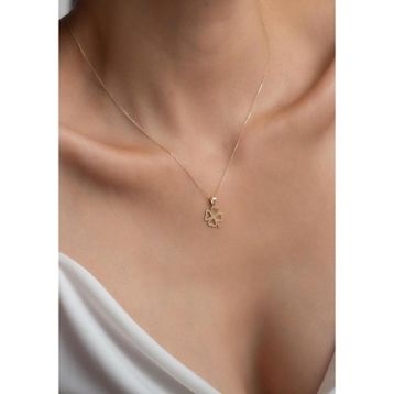 14 Ayar Altın Forse Zincirli Yonca Kolye