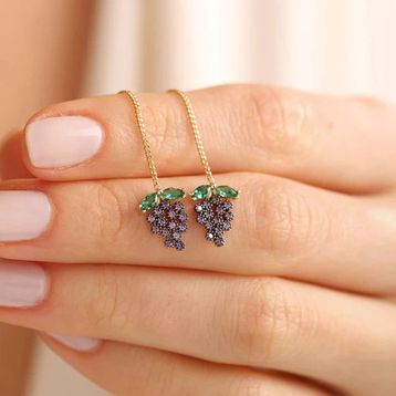 14 Ayar Altın Grape Küpe