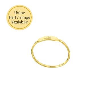 14k Altın Plaka Bar Minimal Yüzük
