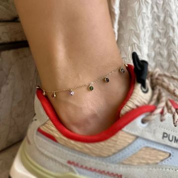 14K Altın Renkli Taşlı Halhal