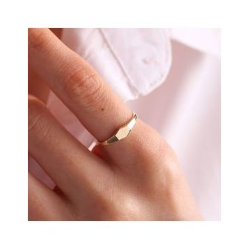 14k Beşgen 0,4 cm Altın Şövalye Yüzük