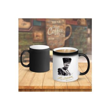 155 Kalpaklı Mustafa Kemal Atatürk İmzalı Sihirli Kupa Bardak