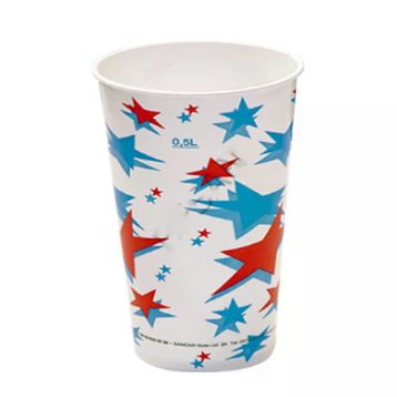 16 Oz Kımızı Beyaz Yıldız Desenli 50 Adet Karton Bardak
