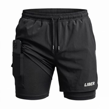2-IN-1 Erkek Running Sport Hızlı Kuruma Gym Fermuarlı Cepli Hafif Şort