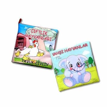 2 Kitap Tox Çiftlik Hayvanlar ve Vahşi Hayvanlar Kumaş Sessiz Kitap T058 T111 - Bez Kitap Eğitici Oyuncak Yumuşak ve Hışırtılı