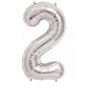 2 Rakam Gümüş 100 cm Folyo Balon