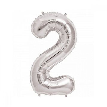 2 Rakam Gümüş 100 cm Folyo Balon