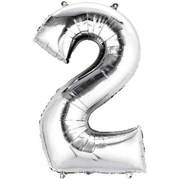 2 Rakam Gümüş 100 cm Folyo Balon
