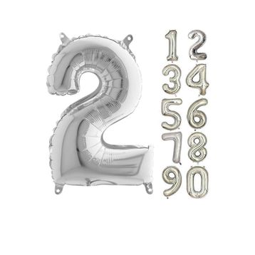 2 Rakam Gümüş 80 cm Folyo Balon
