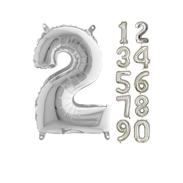 2 Rakam Gümüş 80 cm Folyo Balon