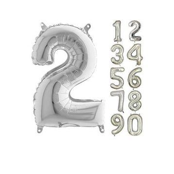 2 Rakam Gümüş 80 cm Folyo Balon