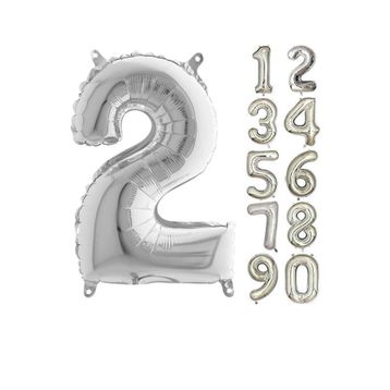 2 Rakam Gümüş 80 cm Folyo Balon