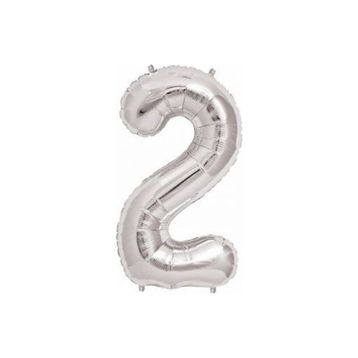 2 Rakamı Gümüş 100 cm Folyo Balon