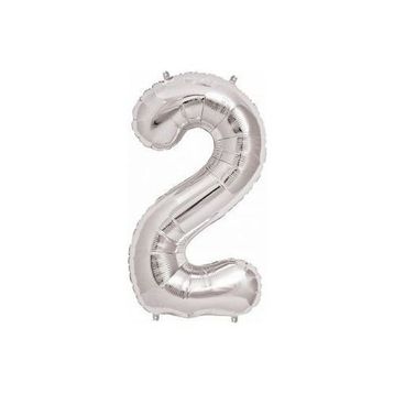 2 Rakamı Gümüş 100 cm Folyo Balon