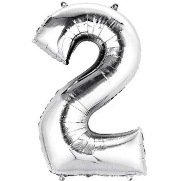 2 Rakamı Gümüş 100 cm Folyo Balon