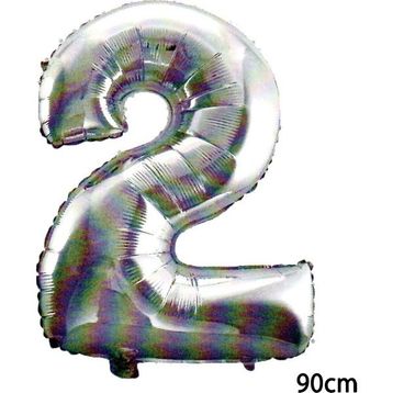 2 Rakamı Gümüş 90 cm Folyo Balon