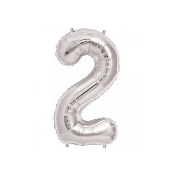 2 Rakamı Gümüş 90 cm Folyo Balon