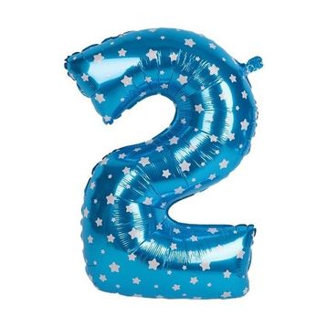 2 Rakamı Mavi 40 cm Folyo Balon