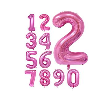2 Rakamı Pembe 100 cm Folyo Balon