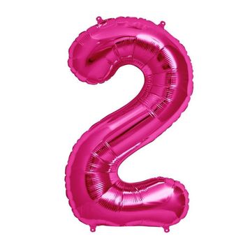 2 Rakamı Pembe 100 cm Folyo Balon