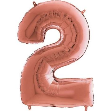 2 Rakamı Pembe 100 cm Folyo Balon