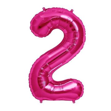 2 Rakamı Pembe 100 cm Folyo Balon