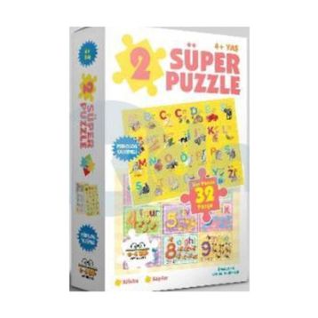 2 Süper Puzzle - Alfabe - Sayılar - 0-6 Yaş Yayınları