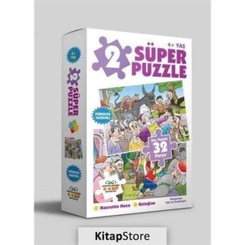2 Süper Puzzle Nasrettin Hoca - Keloğlan 32 Parça