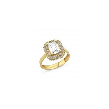 2,00 ct Altın Baget Tek Taş Zirconia Yüzük