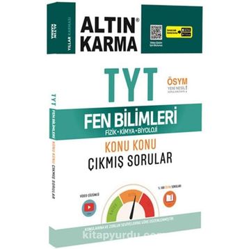2020 YKS TYT Fen Bilimleri Fizik-Kimya-Biyoloji Konu Konu Çıkmış Sorular Video Çözümlü-Altın Karma Yayınları