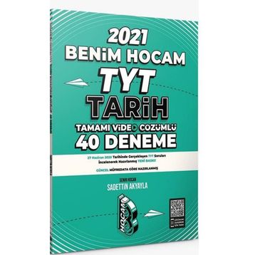 2021 TYT Tarih Tamamı Video Çözümlü 40 Deneme Sınavı-Benim Hocam Yayınları