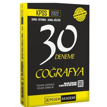 2022 KPSS Genel Kültür Genel Yetenek Coğrafya 30 Deneme - Pegem Akademi Yayıncılık