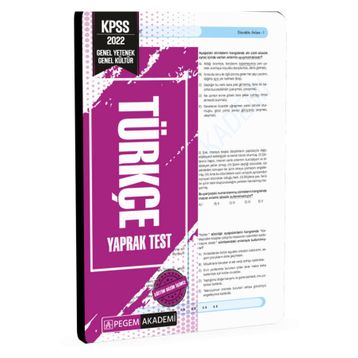 2022 KPSS Genel Yetenek Genel Kültür Türkçe Yaprak Test - Pegem Akademi Yayıncılık