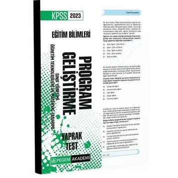 2023 KPSS Eğitim Bilimleri Program Geliştirme Yaprak Test - Pegem Akademi Yayıncılık
