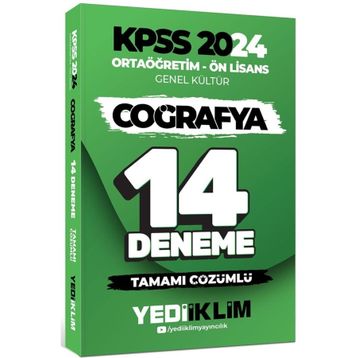 2024 KPSS Ortaöğretim Ön Lisans Genel Kültür Coğrafya Tamamı Çözümlü 14 Deneme - Yediiklim Yayınları