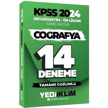 2024 KPSS Ortaöğretim Ön Lisans Genel Kültür Coğrafya Tamamı Çözümlü 14 Deneme - Yediiklim Yayınları