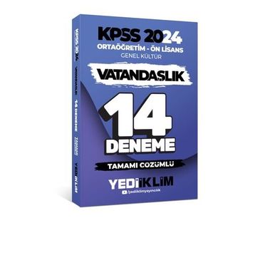 2024 KPSS Ortaöğretim Ön Lisans Genel Kültür Vatandaşlık Tamamı Çözümlü 14 Deneme - Yediiklim Yayınları