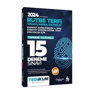 2024 Polis Meslek İçi Rütbe Terfi Sınavlarına Hazırlık Tamamı Çözümlü 15 Deneme Sınavı - Yediiklim Yayınları