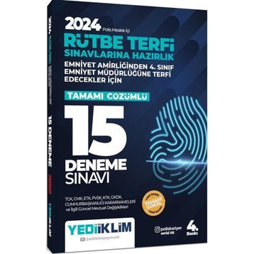 2024 Polis Meslek İçi Rütbe Terfi Sınavlarına Hazırlık Tamamı Çözümlü 15 Deneme Sınavı - Yediiklim Yayınları