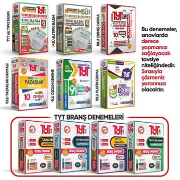 2024 YKS-TYT Yeni Sistem Yazarlar Karması Türkiye Geneli 10'lu Çözümlü Kolay Orta Seviye Deneme Paket