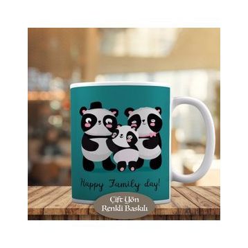 2147788805 Mutlu Panda Ailesi Baskılı Kupa Bardak