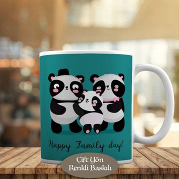 2147788805 Mutlu Panda Ailesi Baskılı Kupa Bardak