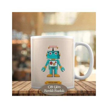 23-2147491070 Sevimli Mavi Robot Kupa Bardak