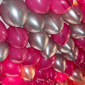 25 Adet Metalik Koyu Pembe Fuşya Gümüş Gri Helyumlu Uçan Balon