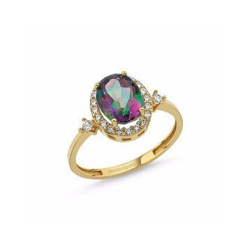 2,50 ct Anturaj Altın 14 Ayar Mistik Topaz Taşlı Yüzük